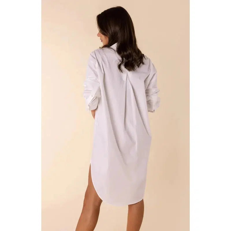 Overshirt Dress - White-Shop 12 Bendigo-Shop 12 Bendigo